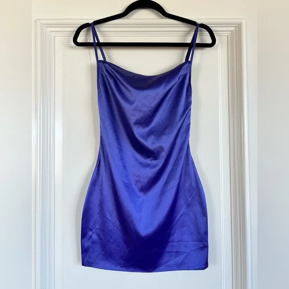blue satin dress oh polly Leotine Long Sleeve Godet Mini Dress in Blue Lavender  Oh Polly UK
